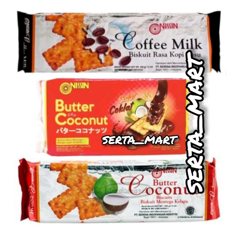 

Nissin Butter Coconut 200gr / Coffee Milk - Biskuit Nissin Butter Coconut Salut Cokelat 115gr