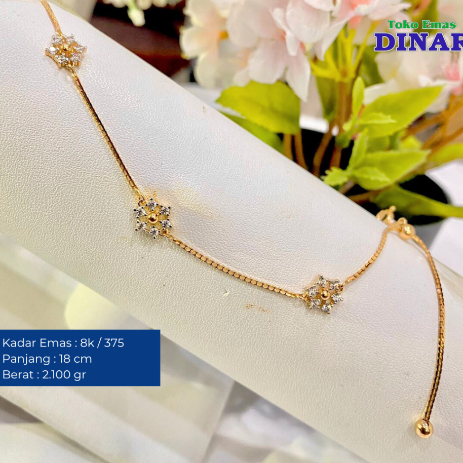 GELANG RANTAI ITALY BUNGA BT AD SLP - EMAS MUDA - KADAR 8K/375