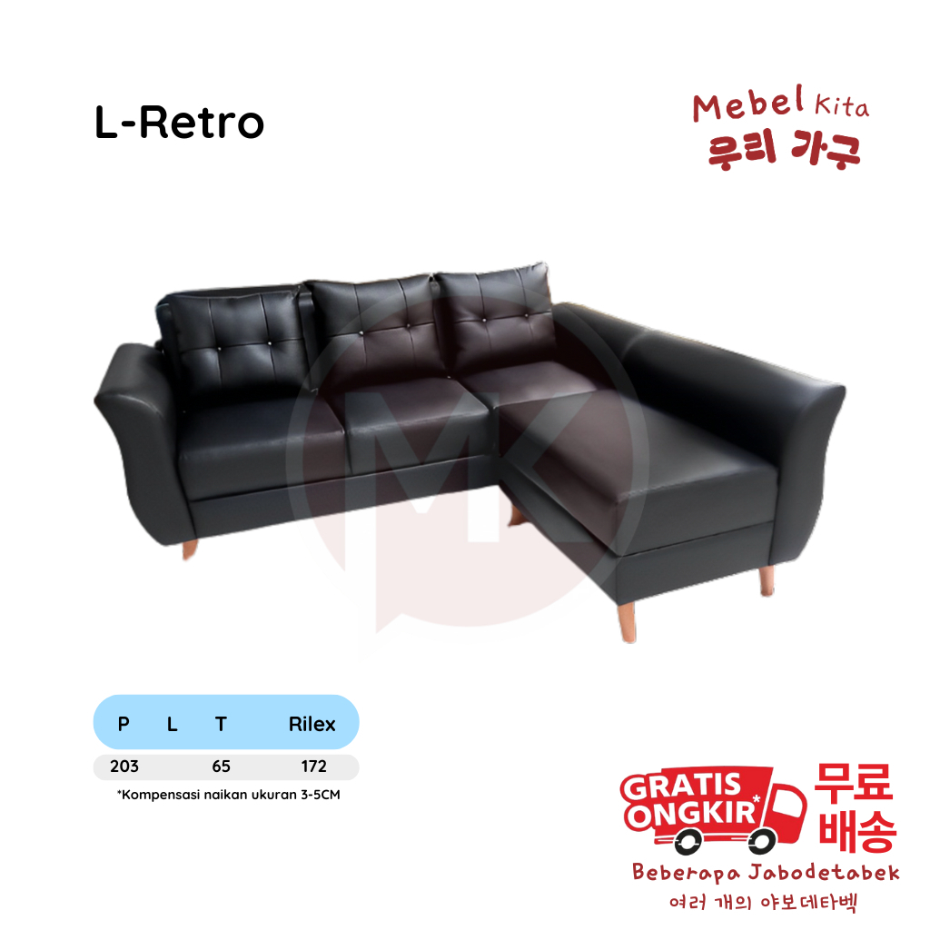 Sofa L-Retro Sofa L Sofa 2 Dudukan/Sofa Rilex Leather Kulit Oscar/Sintetis Custom Warna