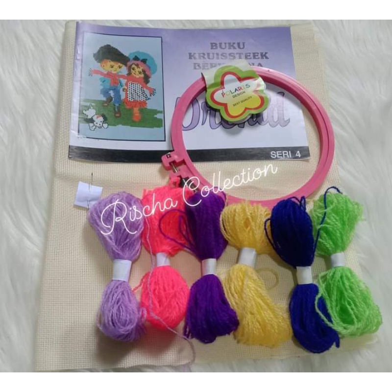 Paket kerajinan sulam kristik/paket sulam strimin pemula