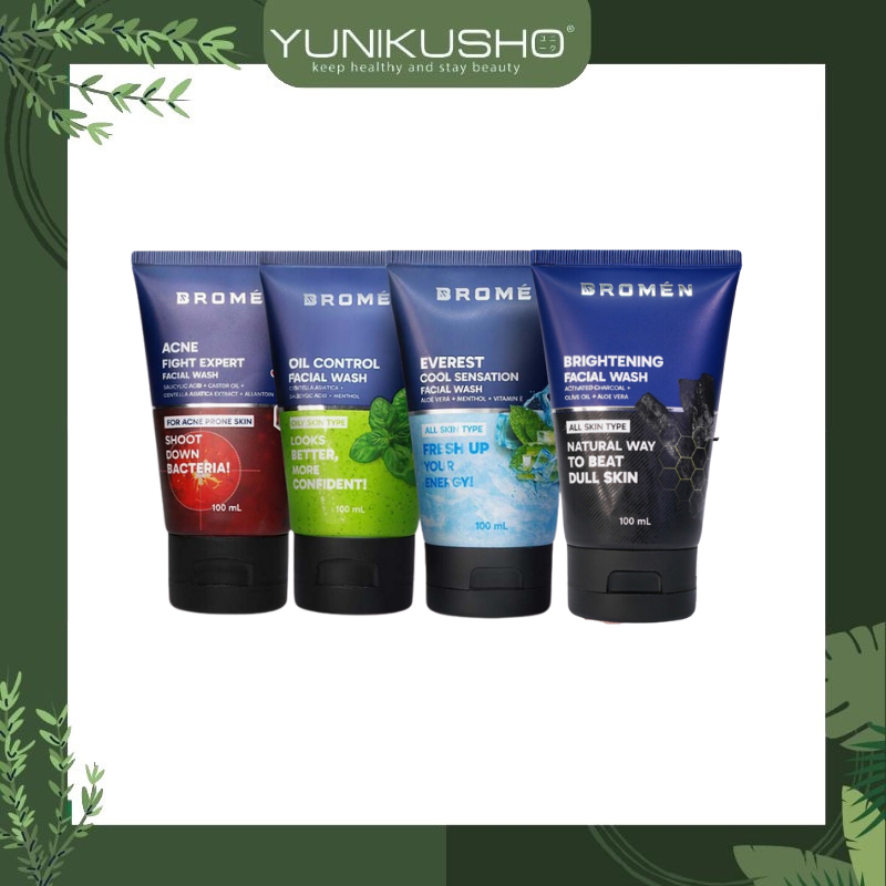 BROMEN Facial Wash Sabun Cuci Muka Pria untuk Kulit Kusam Berjerawat dan Kering