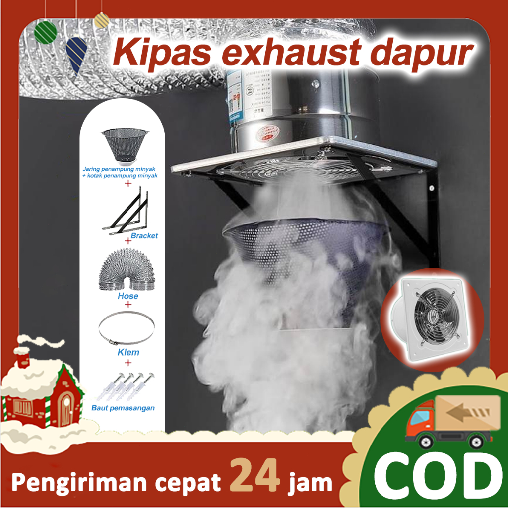 8''/10‘’/12‘’ Kipas Dapur Exhaust Fan Kipas Ventilasi Kipas Asap Dapur Kipas Ventilasi Dari Besi Unt