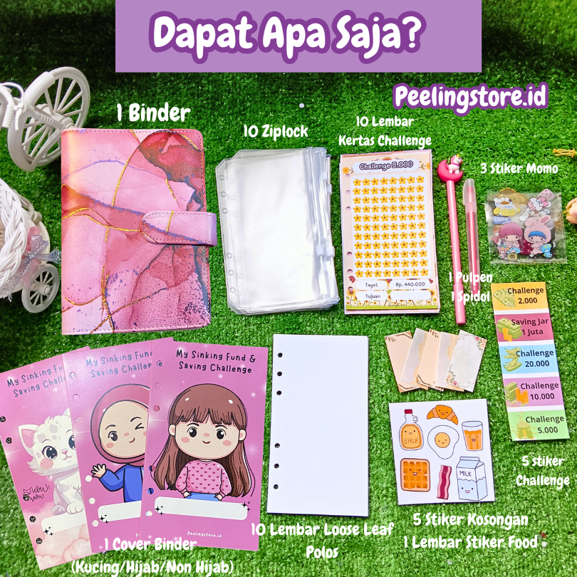 

[10 Ziplock] Paket binder kulit nabung a6/ binder keuangan murah / binder a6 / binder sequin binder daisy binder hologram binder transparant / zipper / ziplock a6