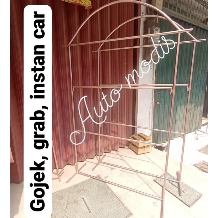 KODE J18L GAWANG BAJU ROSEGOLD PINK EMAS BONGKAR PASANG WARDROBE TIANG PALANG GAWANG BAJU 2 SISI AMB