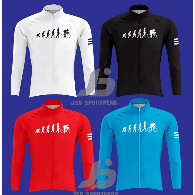 KODE F69F JERSEY SEPEDA ROADBIKE LENGAN PANJANGPAKAI KANTONG DAN RESLETING DESIGN EVOLUTION WARNA HI