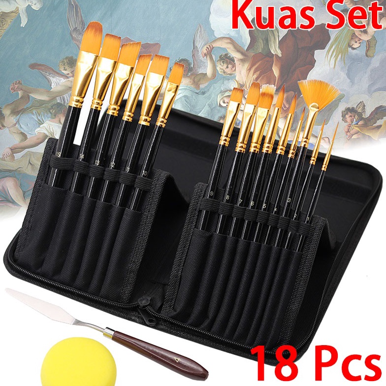 

KODE P8Q2 Art Brush Set Sikat Rambut Nylon Pinay Batang Pena Lukisan Cat Minyak Tirai Kuas Lukisan Cat Air Guas