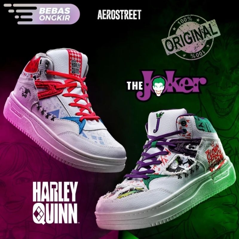 Sepatu AEROSTREET X THE JOKER & HARLEY QUINN | Aerostreet Harley Quinn | Aero Joker | Aerostreet THE