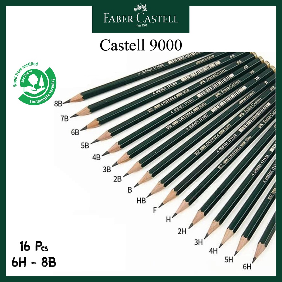 

KODE E4R6 Paket Pensil 6H 8B Faber Castell Lengkap H HB F B 2H 3H 4H 5H 6H 2B 3B 4B 5B 6B 7B 8B 16pcs Komplit Limited Edition