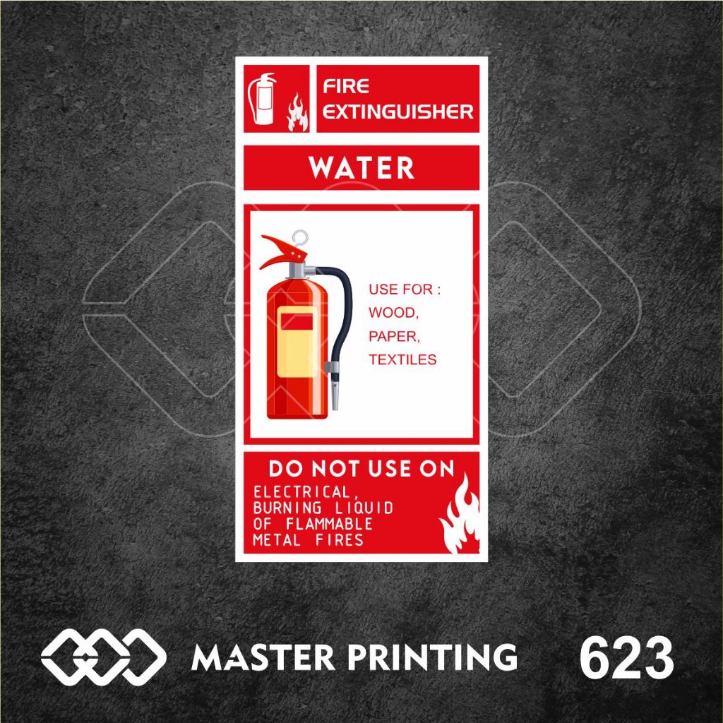 

623 - Stiker Fire Extinguisher - Water, Sticker Vinyl, Tahan Air, Termurah, dan Bisa Custom
