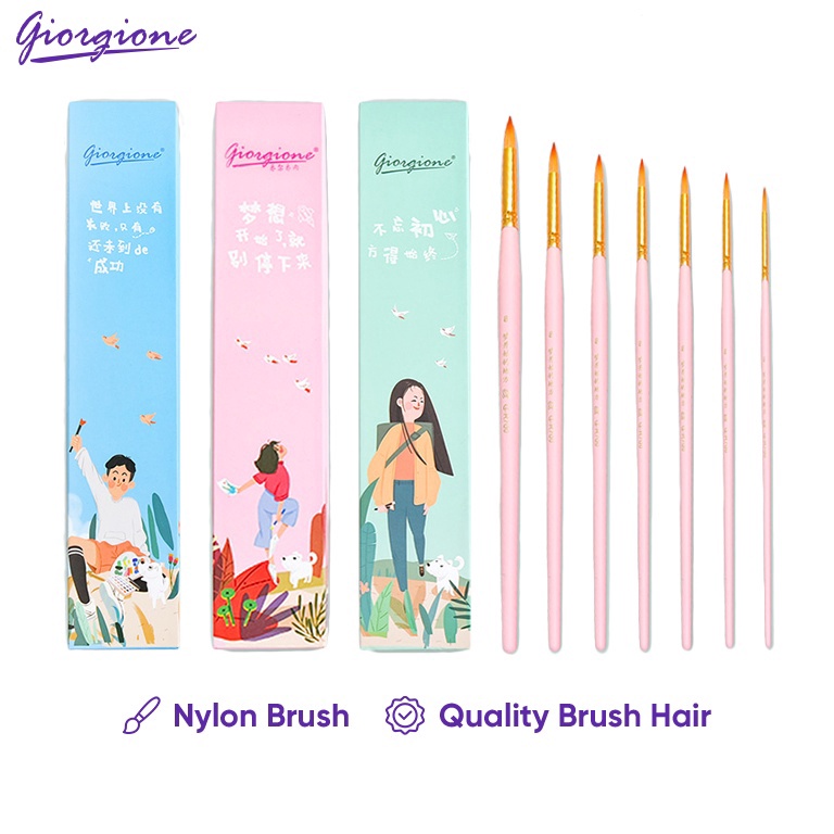 

KODE D1G9 Giorgione Kuas Lukis Watercolor Pen Paint Brush Pena Cat Air 7 Pcs Nylon Hair GR7