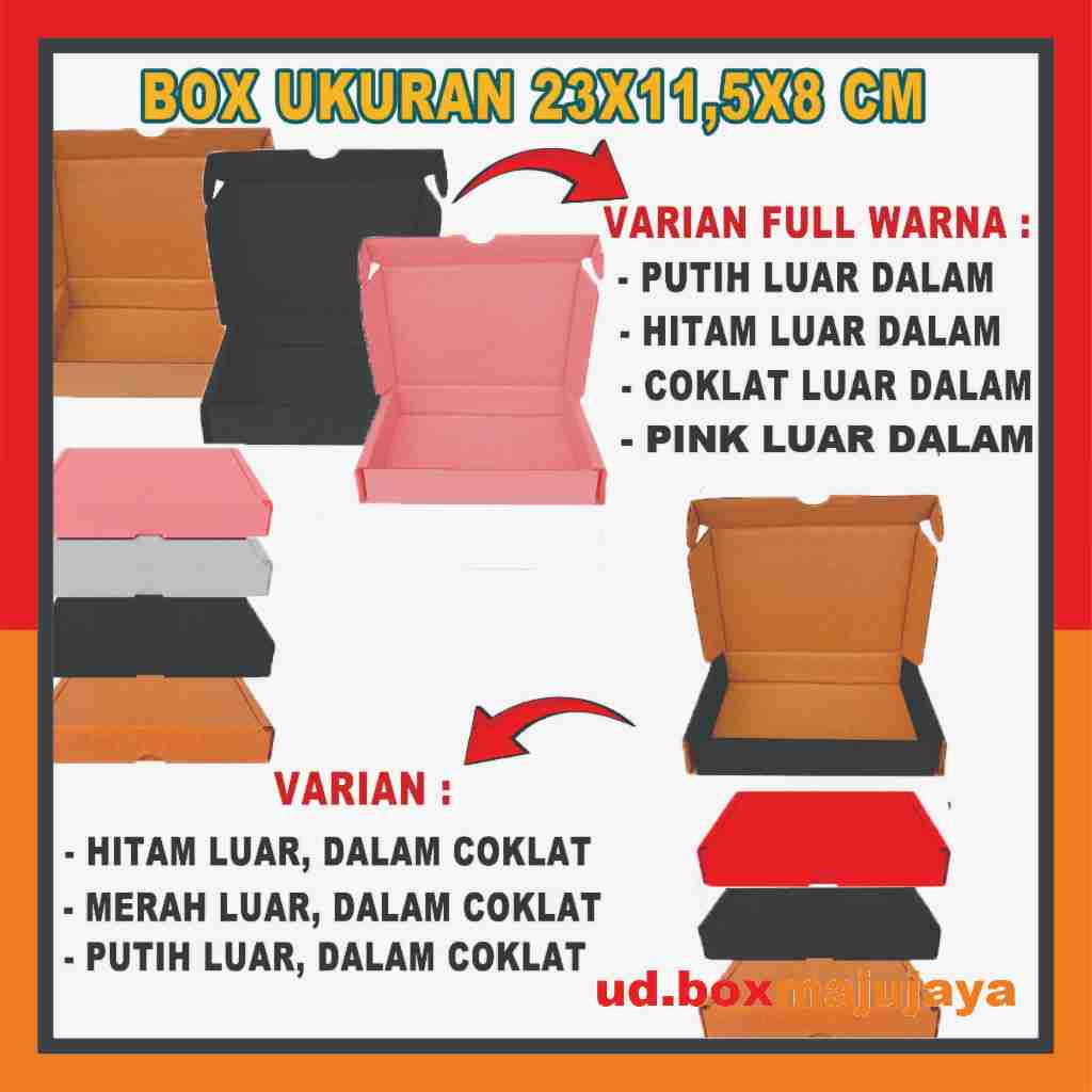 

(PAKET 10 Pcs) Box 23x11,5x8 cm / Lipat Samping / Kardus Polos / Box custom