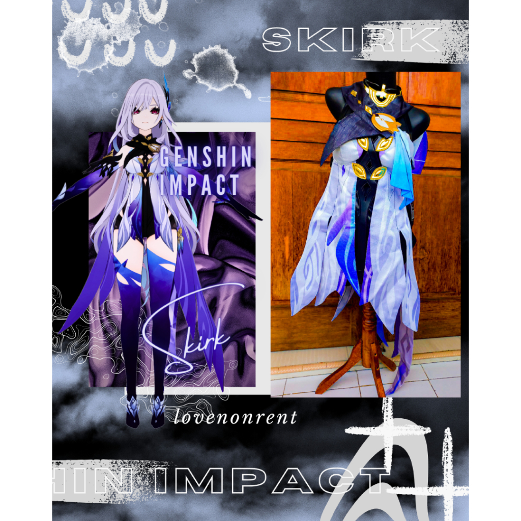 Genshin Impact Skirk Costume Cosplay Rental Fullset (Kostum Cosplay Genshin Impact Skirk Sewa Fullse