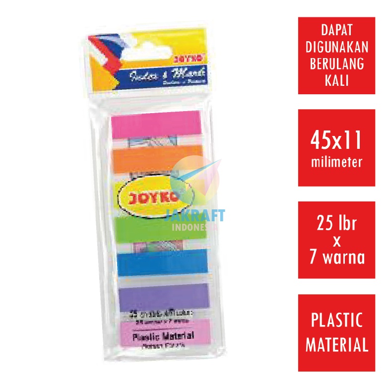 

TERMURAH 175 Pcs Index Mark JOYKO IM3 Memo Tempel Plastik Persegi Sticky Notes 7 Warna x 25 Lembar