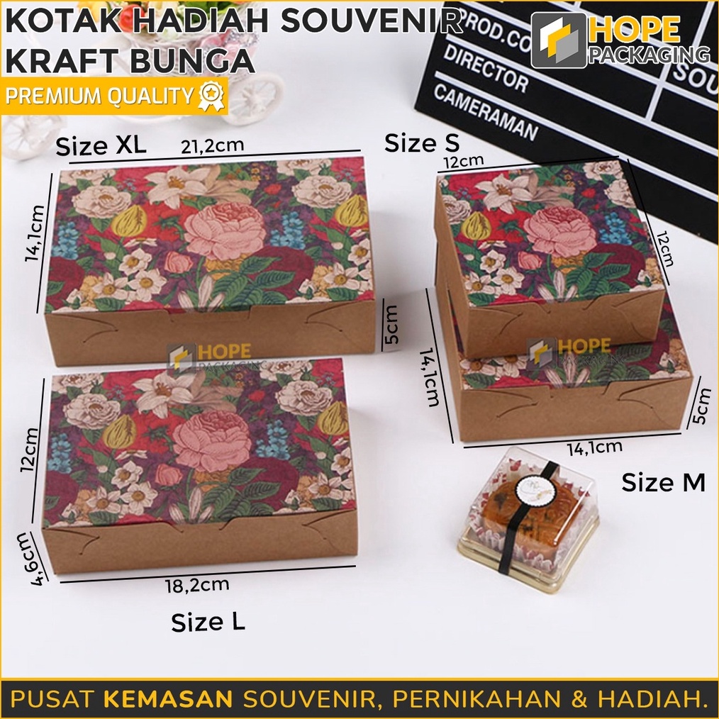 

NEW PROMO Kotak Hadiah Souvenir Kraft Bunga Box Bingkisan Hadiah Motif Bunga