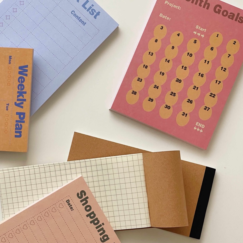 

Murah Cute Stationeries Spring Colors Memo Pad Planner Set Grid Notepad Aesthetic Korean Daily Finds