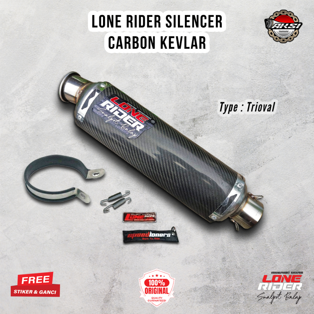 ORIGINAL LONE RIDER Silencer Trioval Carbon Kevlar - Knalpot Racing Lone Rider