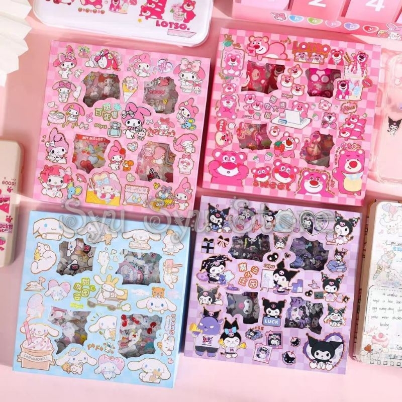 

Set sticker box isi 100 pc Kuromi My Melody Cinamoroll Lotso
