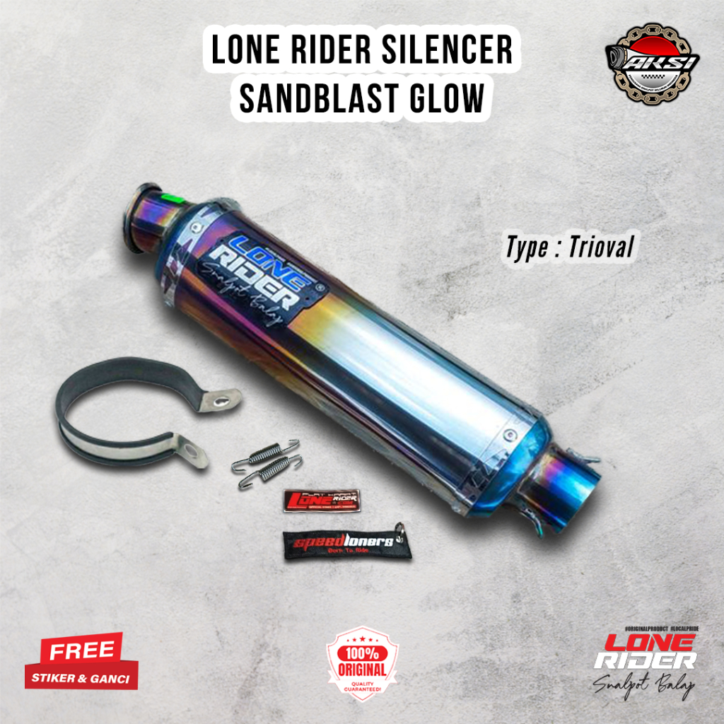 ORIGINAL LONE RIDER Silencer Trioval Sandblast Glow - Knalpot Racing Lone Rider