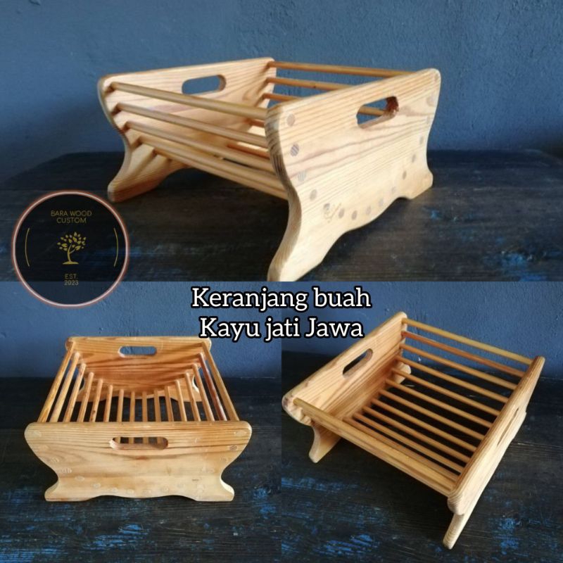 keranjang buah kayu solid