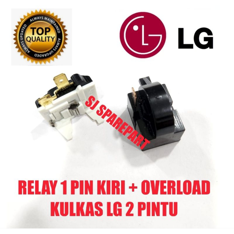 RELAY 1 PIN KIRI + PTC OVERLOAD KULKAS LG 2 PINTU