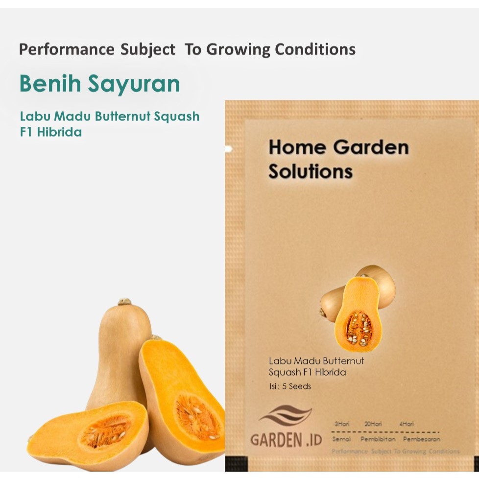 Garden Id Bibit Benih Tanaman Sayur Buah Labu Madu Butternut Squash F1 Hibrida Repack Isi 5  Biji Fr