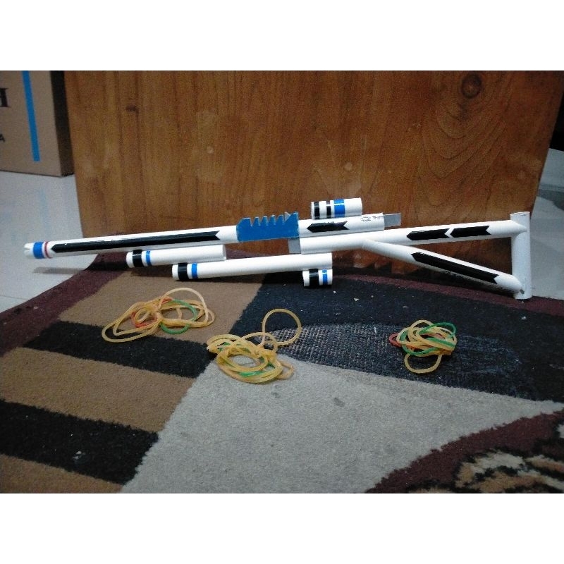 Mainan Tembakan Paralon / Mainan tembak PVC Peluru Karet Rubber Band Gun 5x tembak Kode AK71