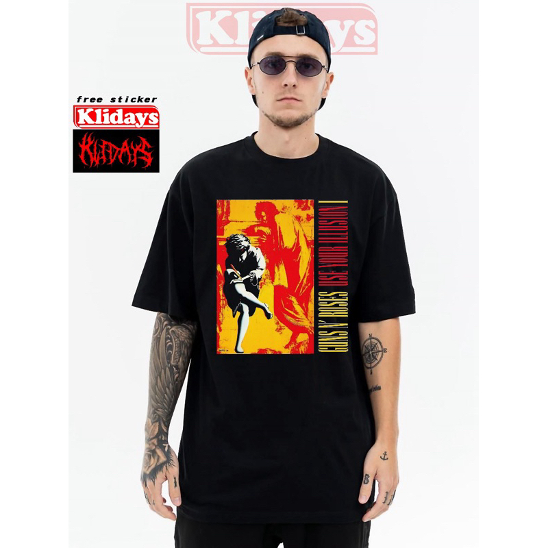 Klidays - T-shirt Band Guns N' Roses | Kaos Distro Pria Wanita Band Warna Hitam | Kaos Pria Wanita