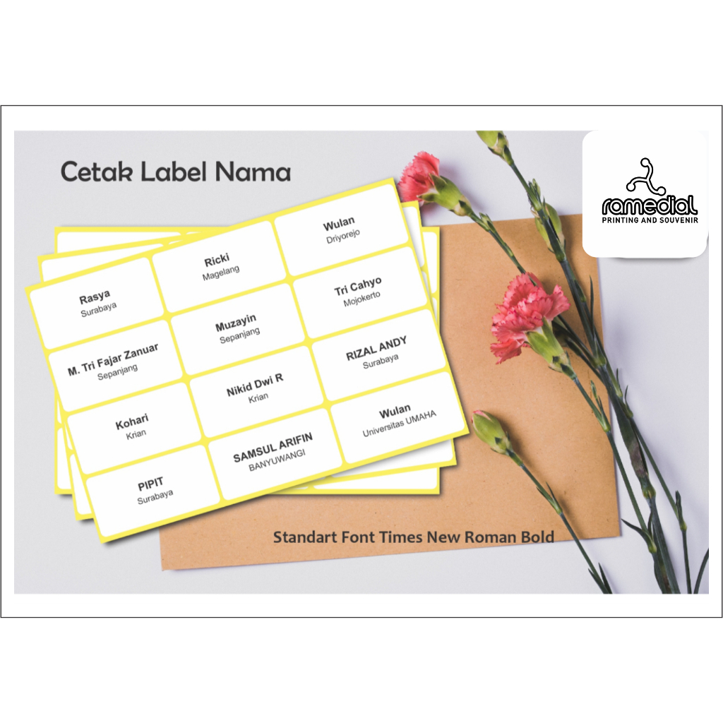 

STIKER LABEL NAMA CUSTOM - LABEL UNDANGAN 103 - LABEL NAMA - CETAK LABEL NAMA