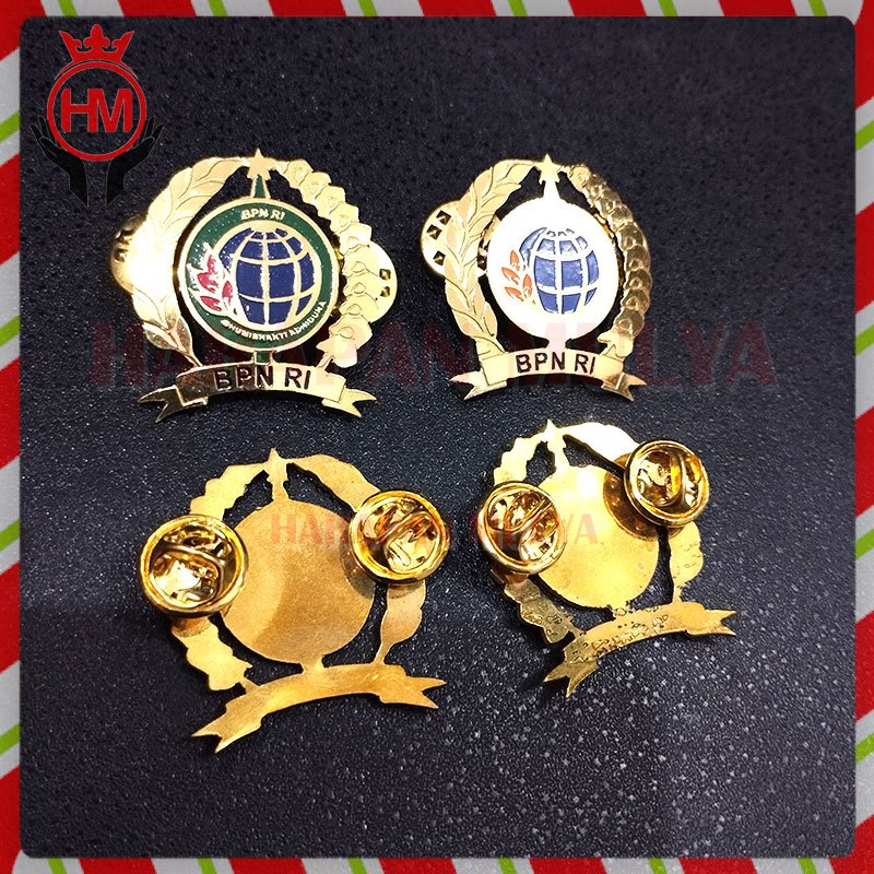 Bros Kuningan Logo BPN RI Model Padi Kapas Jarum Lencana Pin Logo BPN RI Murah  - Harapan Mulya