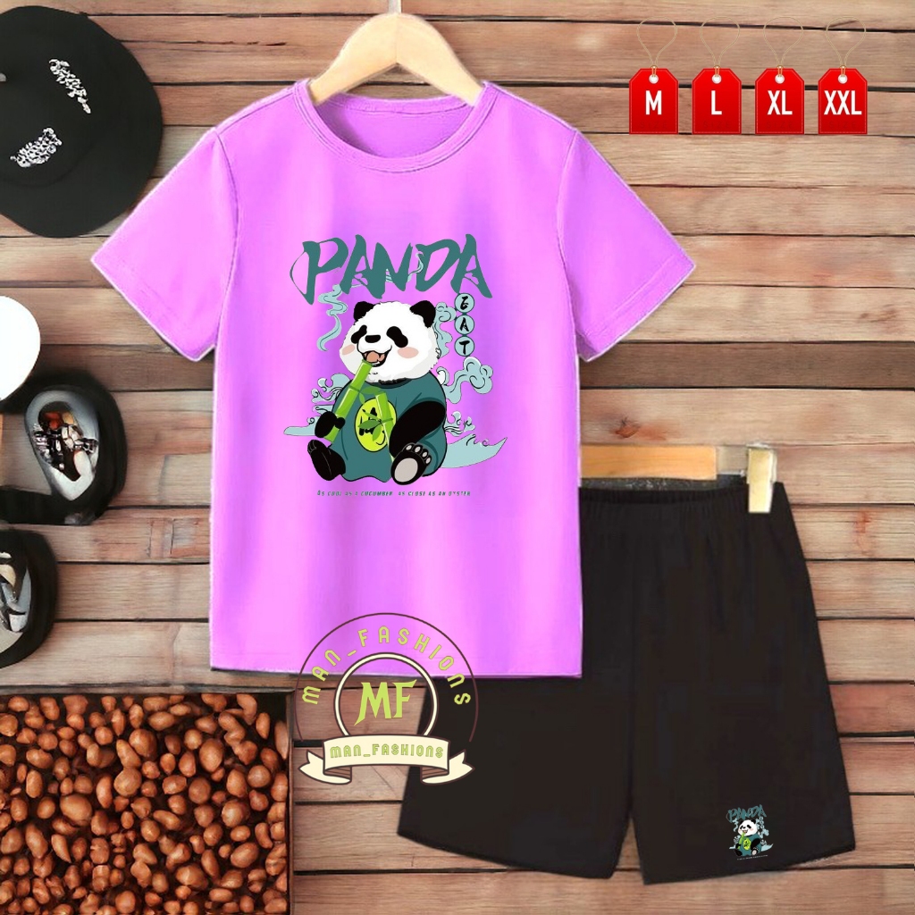 Baju Stelan Anak-Anak 2-10 Tahun / PANDA Eat / Set Baju Anak-Anak / Set Kaos Anak-Anak