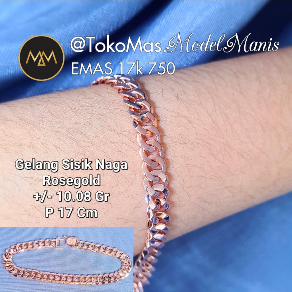 Gelang Sisik Naga Kilap Rosegold 750 kadar 17k