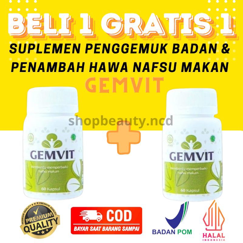 [BUY 1 GET 1] Gemvit Suplemen Penggemuk Penambah Berat Badan Pencerah Wajah Glowing