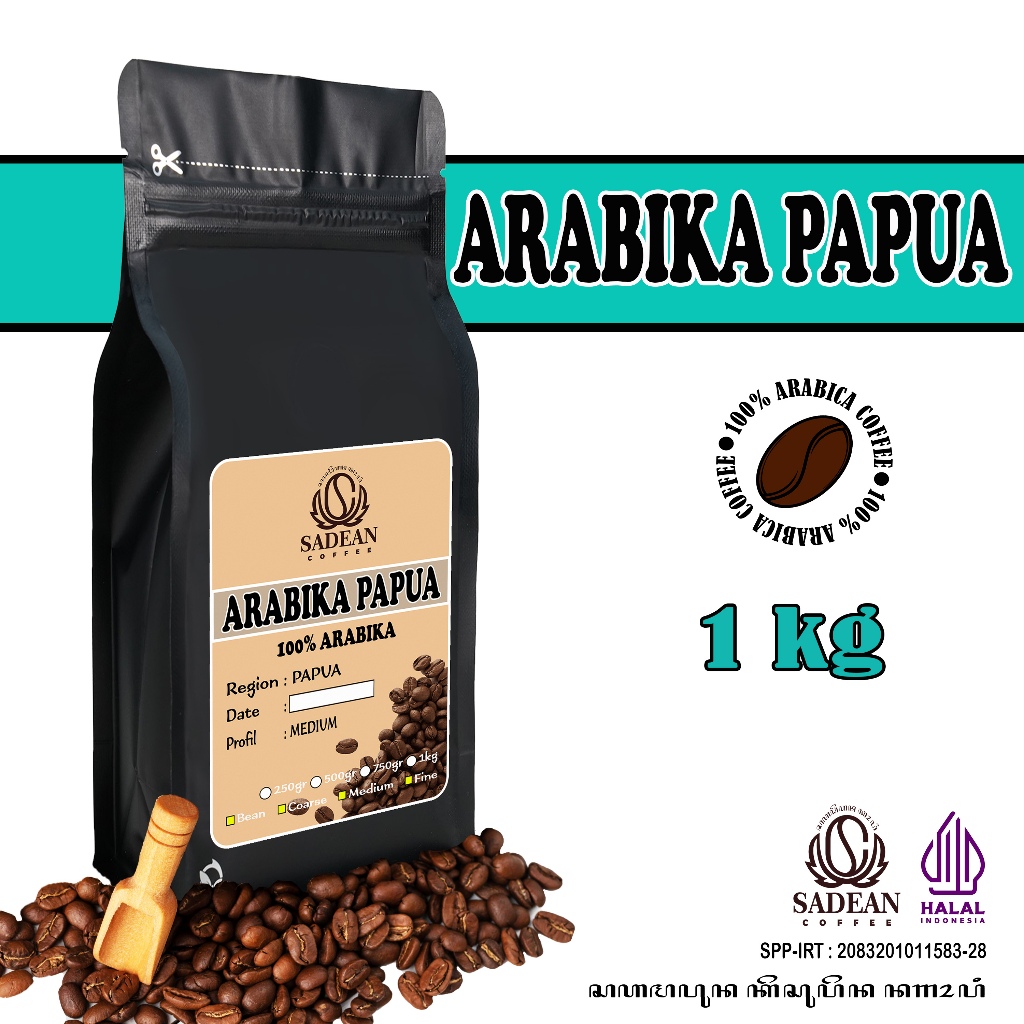 

Kopi Arabika Papua / Biji Kopi Arabika Papua 1kg 750g / Arabika Papua
