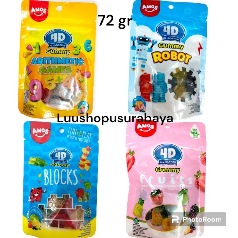 

Amos 4D Permen Jelly 3D Blocks Fruits Robot Arithmetic 72gram