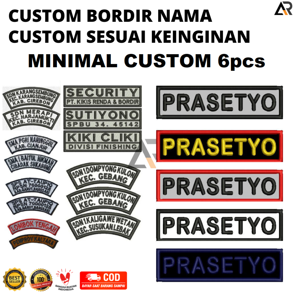 BIKIN BORDIR NAMA SENDIRI | BORDIR CUSTOM NAMA PREMIUM QUALITY Logo Bordiran Komputer | Logo Bordira
