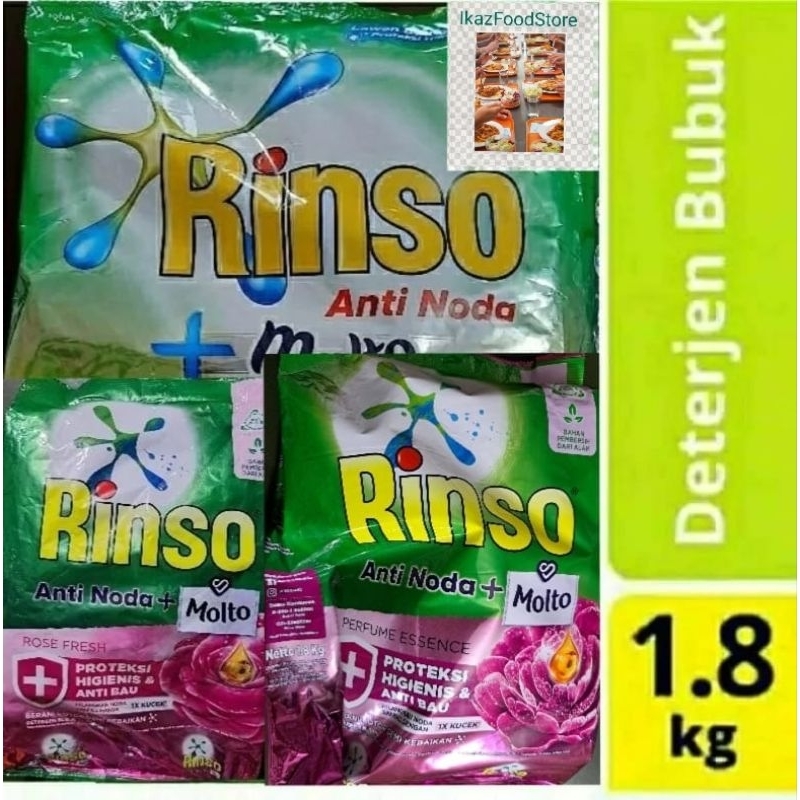 Rinso Bubuk Classic/Rose Fresh/Perfume Essence Deterjen 1.8KG+molto anti noda TU2T