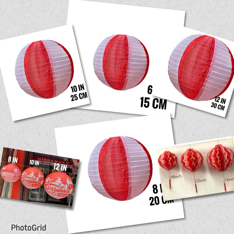 LAMPION KERTAS MERAH PUTIH/ LAMPION /HONEYCOMB HUT RI