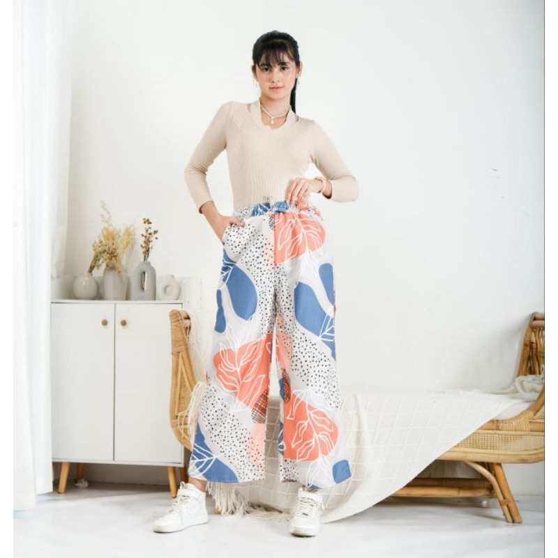 Celana Kulot Hommy Rayon Premium Santai Motif Bunga