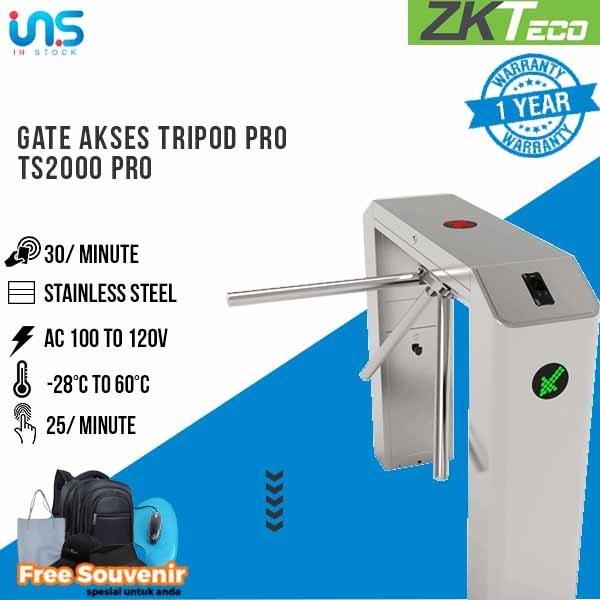 Gate Akses Tripod Turnstile RFID Dan FINGEPRINT ZKTECO TS2000 PRO GARANSI RESMI