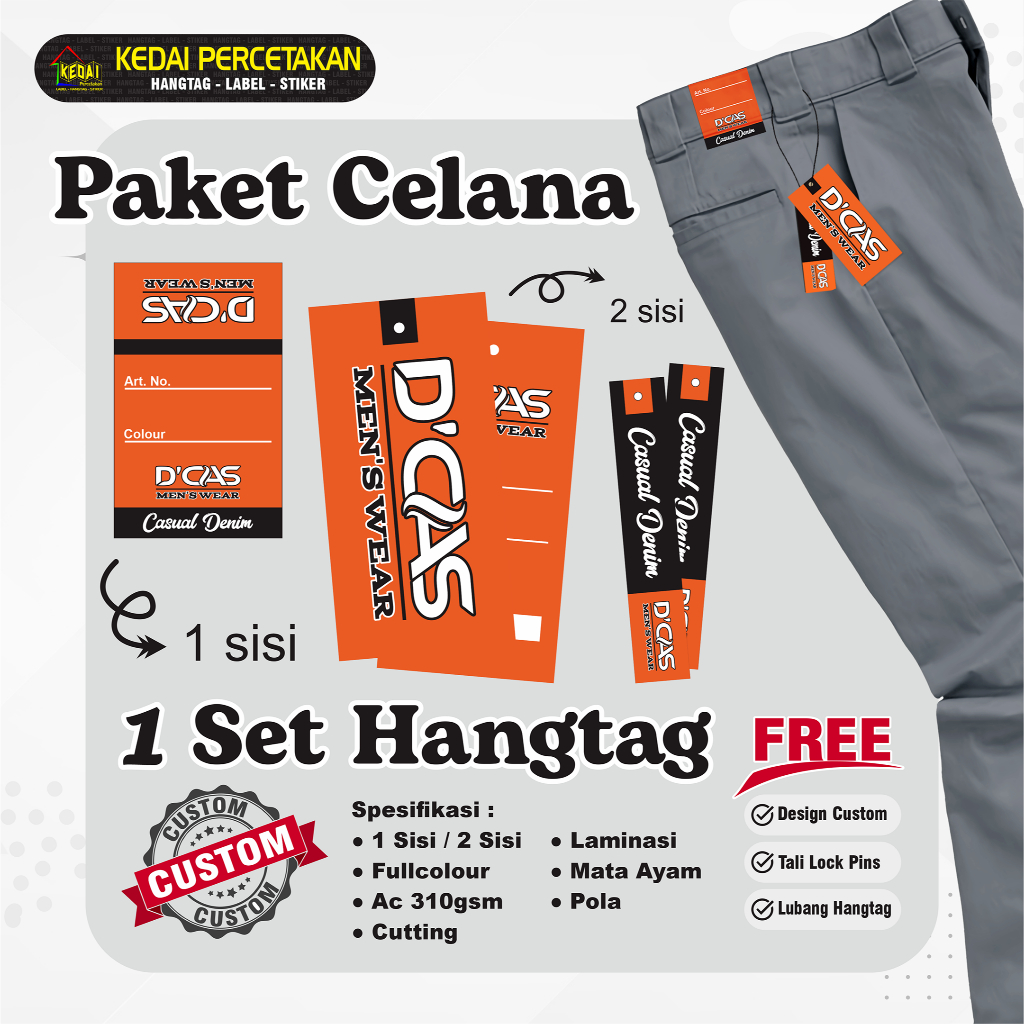 

PAKET CELANA !!! hantag aksesoris handtag Souvenir hangtag Custom hentek thank you handstag merk price tag label baju lebel merek bonus tali (PKCL002) 2 Sisi