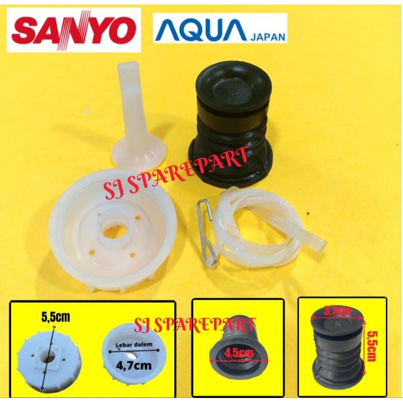 SEAL KARET TIANG TALI + TUTUP PEMBUANGAN MESIN CUCI SANYO AQUA 2 TABUNG