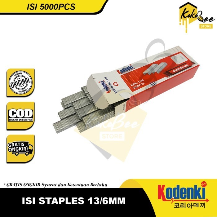 

KODENKI Isi Staples 13/6 R23 Isi Refill Hekter Stapler Gun Tacker 6MM - Anak Hekter Stepler Gun Tangan Tembak Manual 13 6MM 5000pcs - Isi Staples Gun Stepler Steples Stapler Tembak Hekter 6mm 6 mm R23 Isi Refill Gun Rapide Rapid