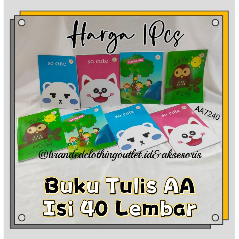 

BUKU TULIS AA 40 LEMBAR / BUKU TULIS FANCY / BUKU TULIS SEKOLAH / BUKU TULIS KARAKTER NOTEBOOK STUDENT STATIONERY / AA7240