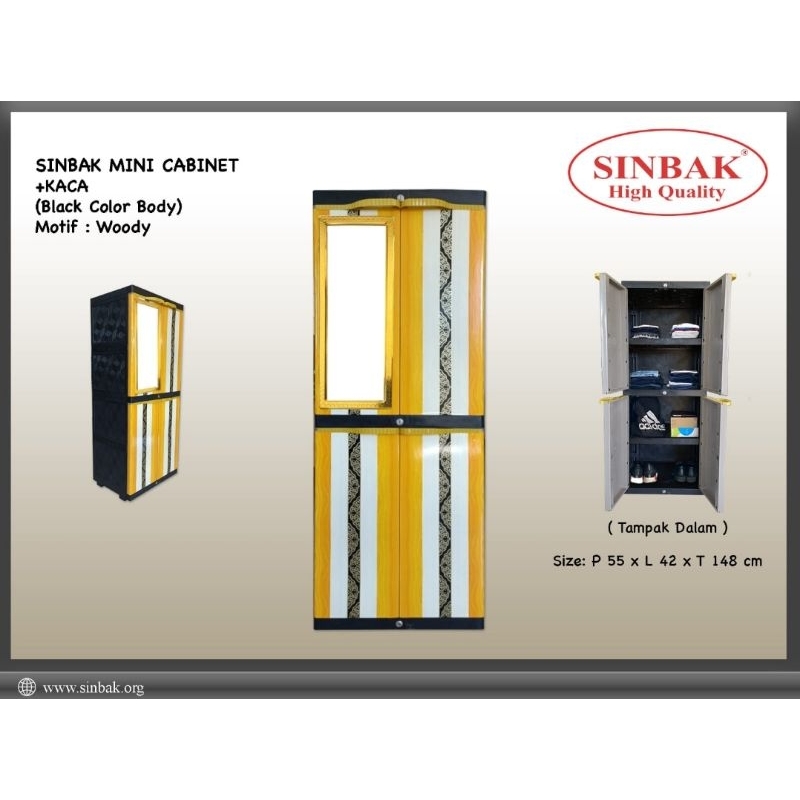 lemari plastik sinbak mini cabinet susun 4 kaca