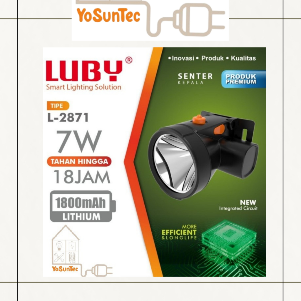Senter Kepala LUBY 2871 / L 2871 Head Lampu Proyek Putih Kuning 7Watt