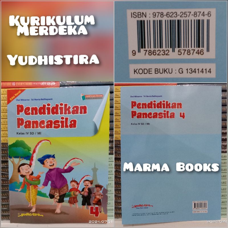Buku Pendidikan Pancasila Kelas 4 SD Kurikulum Merdeka Yudhistira / Buku PPKN Kelas 4SD