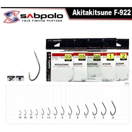 Hook Mata Kail Pancing Sabpolo Akitakitsune F-922 Non Lubang