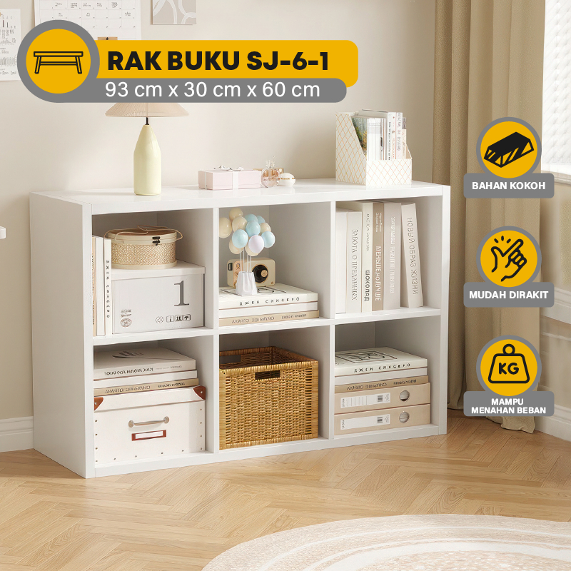 Rak Buku Kayu Lemari Ruang Tamu Tanpa Pintu Rak Penyimpanan Loker