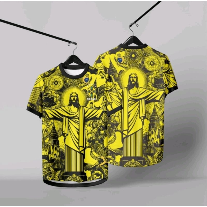 Jersey Bola Brazil Fantasi Yellow 2024 Full Printing