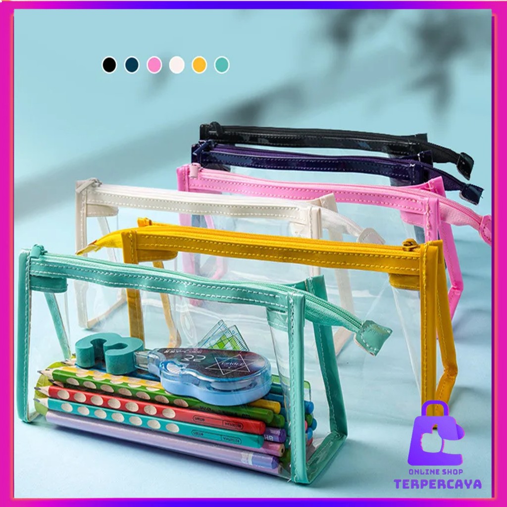 

OST Kotak Pensil Transparan Multifungsi Minimalis Tempat Pensil Bening Kapasitas Besar Tas Penyimpanan Transparan Warna tas Makeup Mini Pouch Pencil Case Stationery Serbaguna Aesthetic